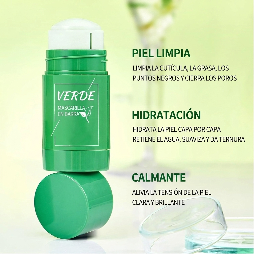 Stick Detox Facial 3 Unidades Tratamiento para Acné y Puntos Negros con Extractos de Té Verde y Berenjena