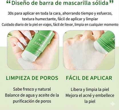 Stick Detox Facial 3 Unidades Tratamiento para Acné y Puntos Negros con Extractos de Té Verde y Berenjena