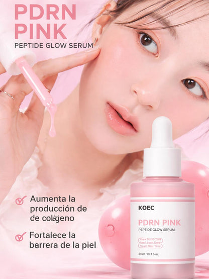 KOEC Rose PDRN-suero brillante con péptido rosa, suavizante reafirmante para la piel opaca, cuidado de las manchas oscuras, incluso el tono de la piel, mejora la elasticidad de la piel