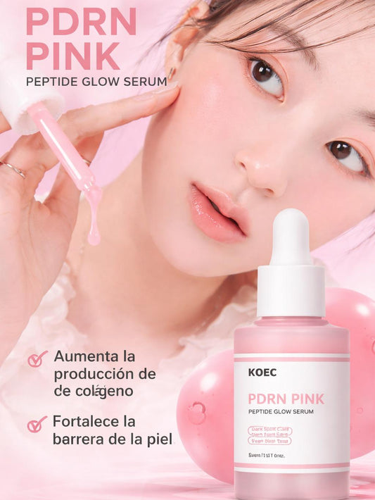 KOEC Rose PDRN-suero brillante con péptido rosa, suavizante reafirmante para la piel opaca, cuidado de las manchas oscuras, incluso el tono de la piel, mejora la elasticidad de la piel