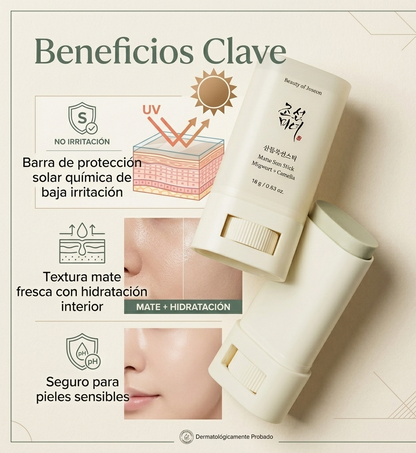Beauty of Joseon Barra protector solar SPF 50+ PA++++ / Con Artemisia y Camelia Acabado Mate