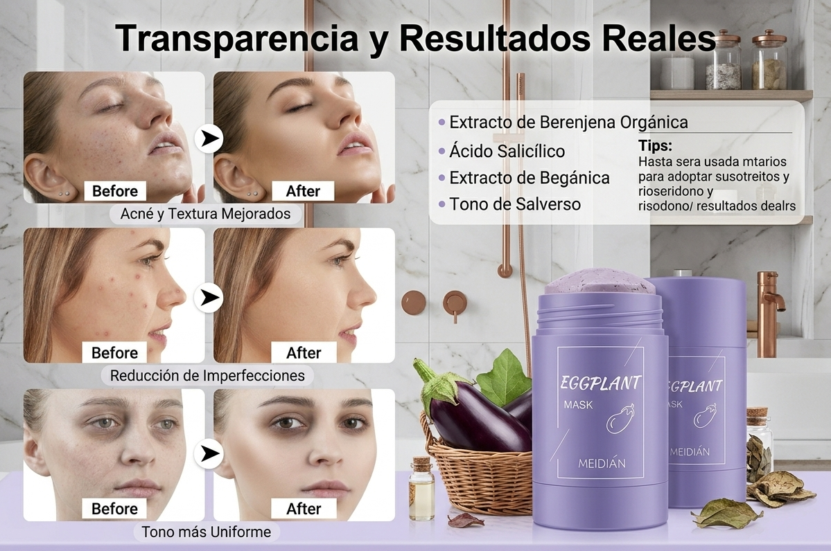 Stick Detox Facial Tratamiento para Acné y Puntos Negros con Extractos de berenjena