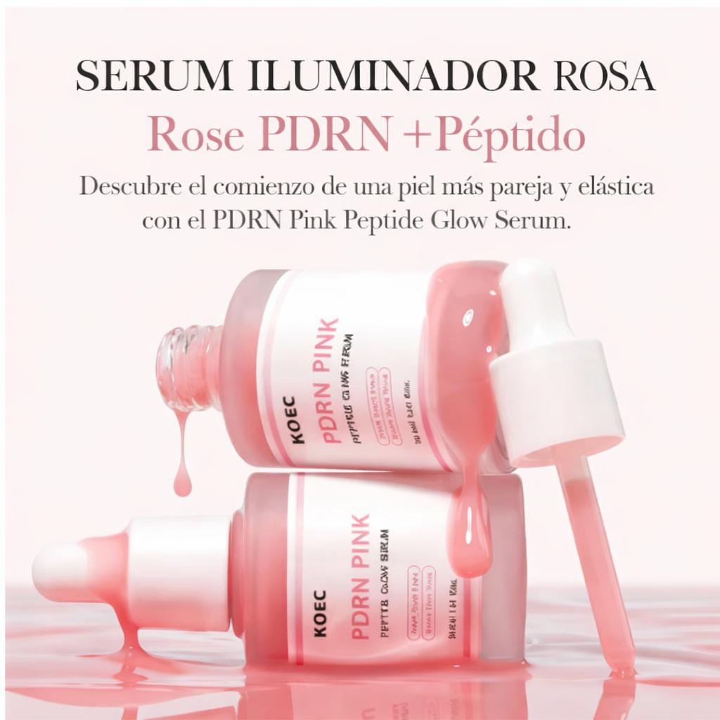 KOEC Rose PDRN-suero brillante con péptido rosa, suavizante reafirmante para la piel opaca, cuidado de las manchas oscuras, incluso el tono de la piel, mejora la elasticidad de la piel
