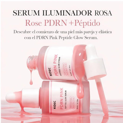 KOEC Rose PDRN-suero brillante con péptido rosa, suavizante reafirmante para la piel opaca, cuidado de las manchas oscuras, incluso el tono de la piel, mejora la elasticidad de la piel