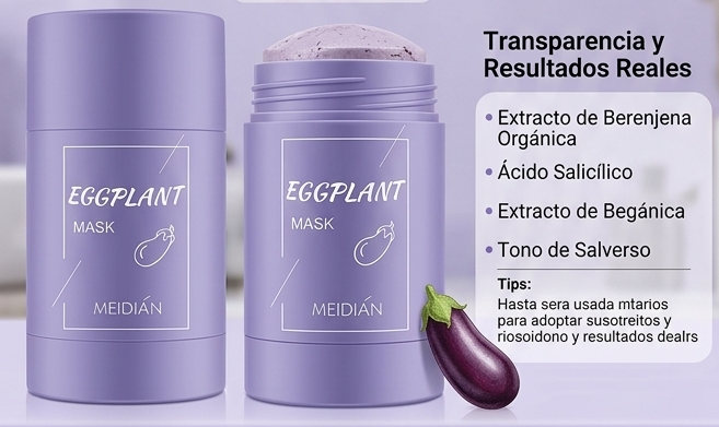 Stick Detox Facial Tratamiento para Acné y Puntos Negros con Extractos de berenjena