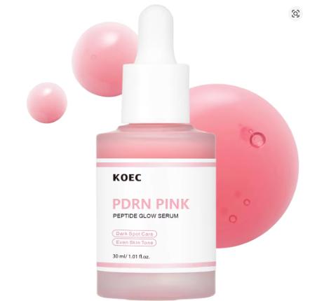 KOEC Rose PDRN-suero brillante con péptido rosa, suavizante reafirmante para la piel opaca, cuidado de las manchas oscuras, incluso el tono de la piel, mejora la elasticidad de la piel