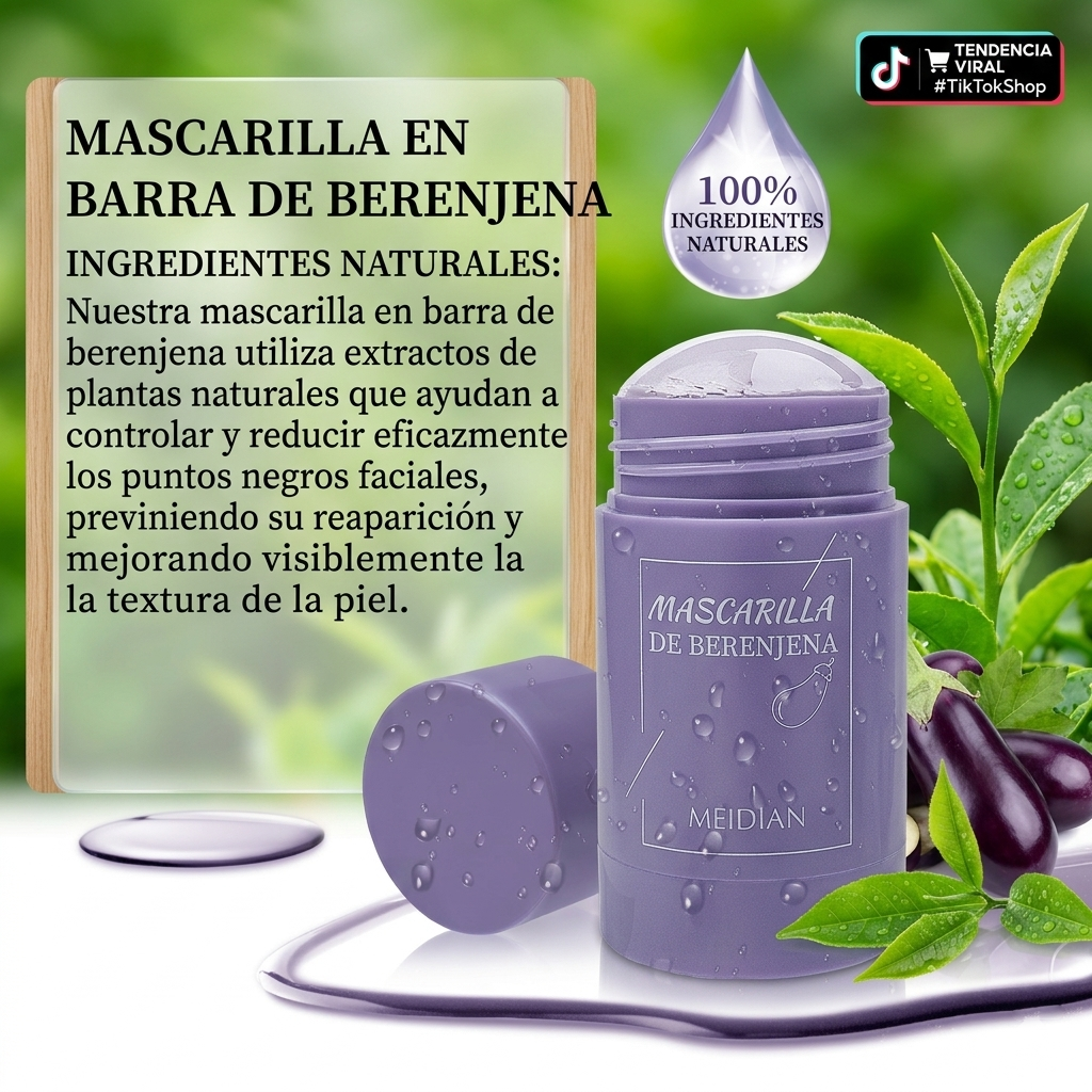 Stick Detox Facial Tratamiento para Acné y Puntos Negros con Extractos de berenjena