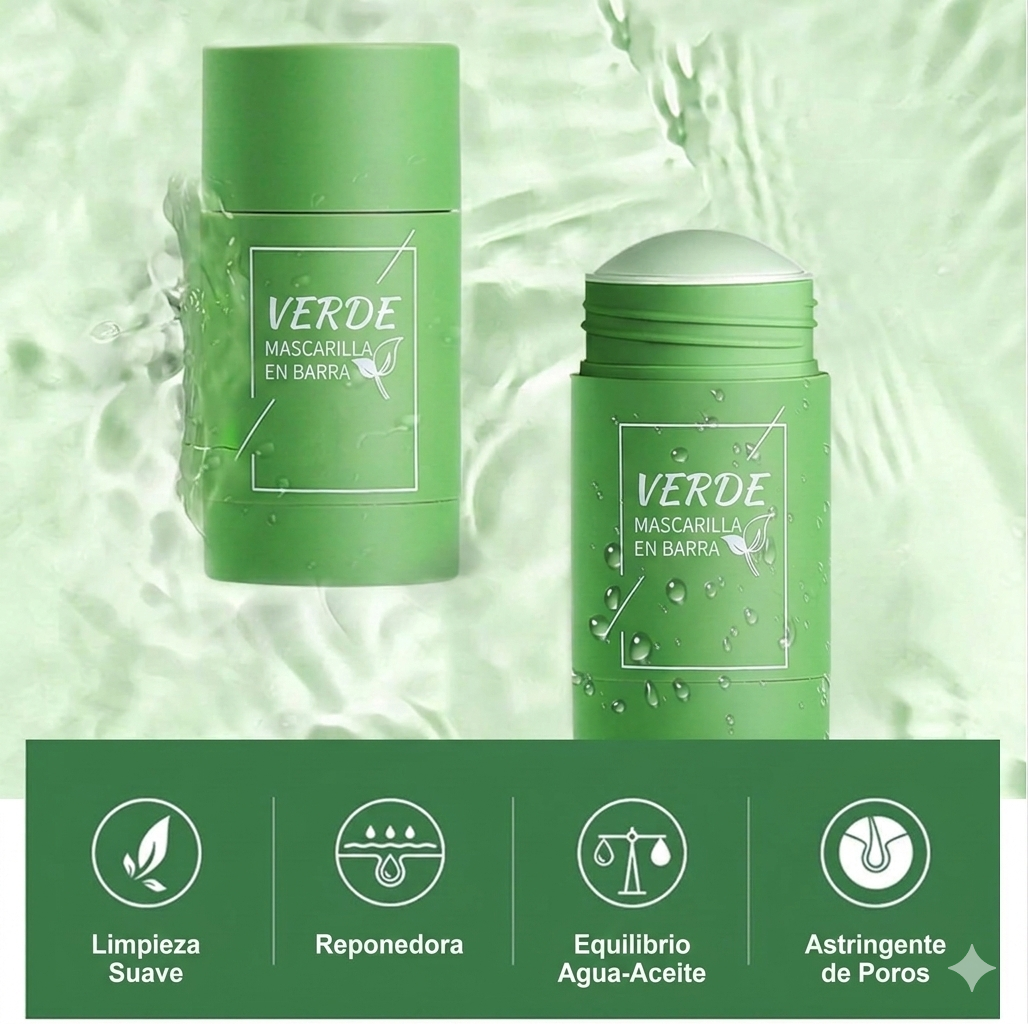 Stick Detox Facial 3 Unidades Tratamiento para Acné y Puntos Negros con Extractos de Té Verde y Berenjena