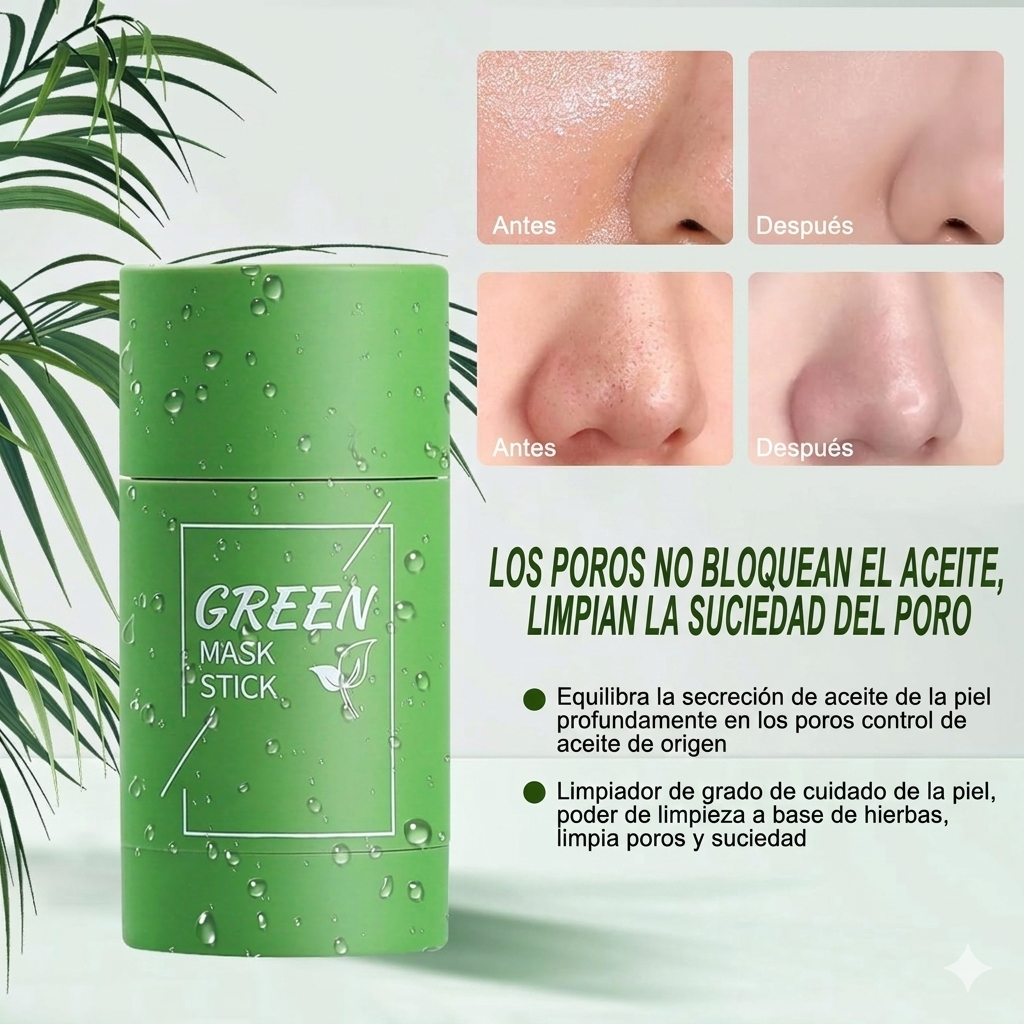 Stick Detox Facial 3 Unidades Tratamiento para Acné y Puntos Negros con Extractos de Té Verde y Berenjena