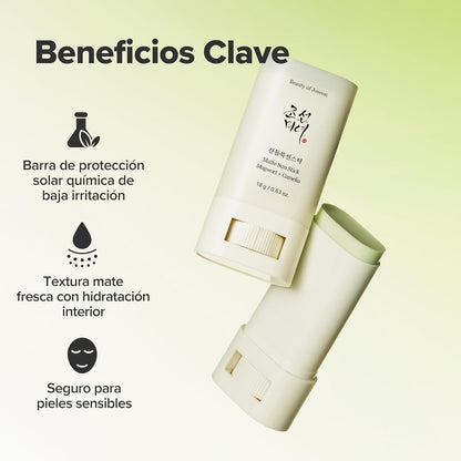 Beauty of Joseon Barra protector solar SPF 50+ PA++++ / Con Artemisia y Camelia Acabado Mate