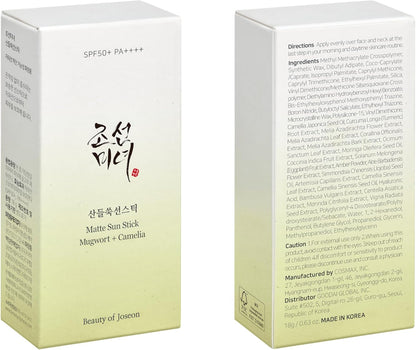Beauty of Joseon Barra protector solar SPF 50+ PA++++ / Con Artemisia y Camelia Acabado Mate