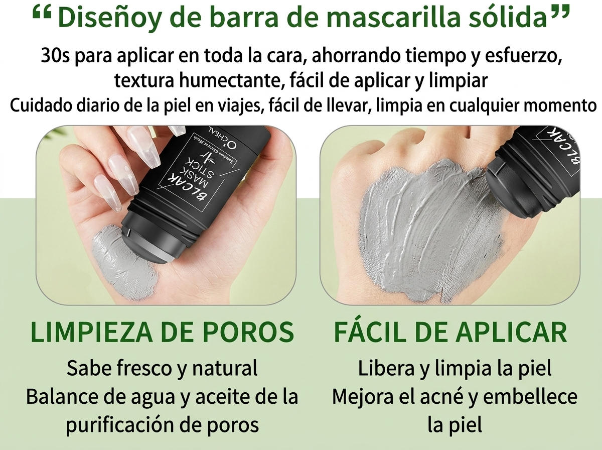 Stick Detox Facial Tratamiento para Acné y Puntos Negros con Carbón de bambú