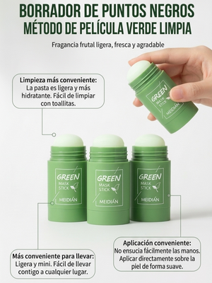 Stick Detox Facial 3 Unidades Tratamiento para Acné y Puntos Negros con Extractos de Té Verde y Berenjena